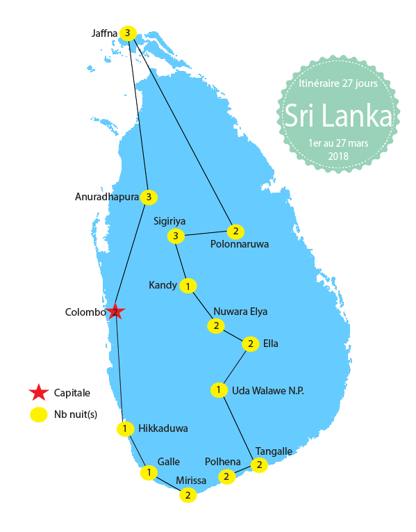 Itinéraire au Sri Lanka