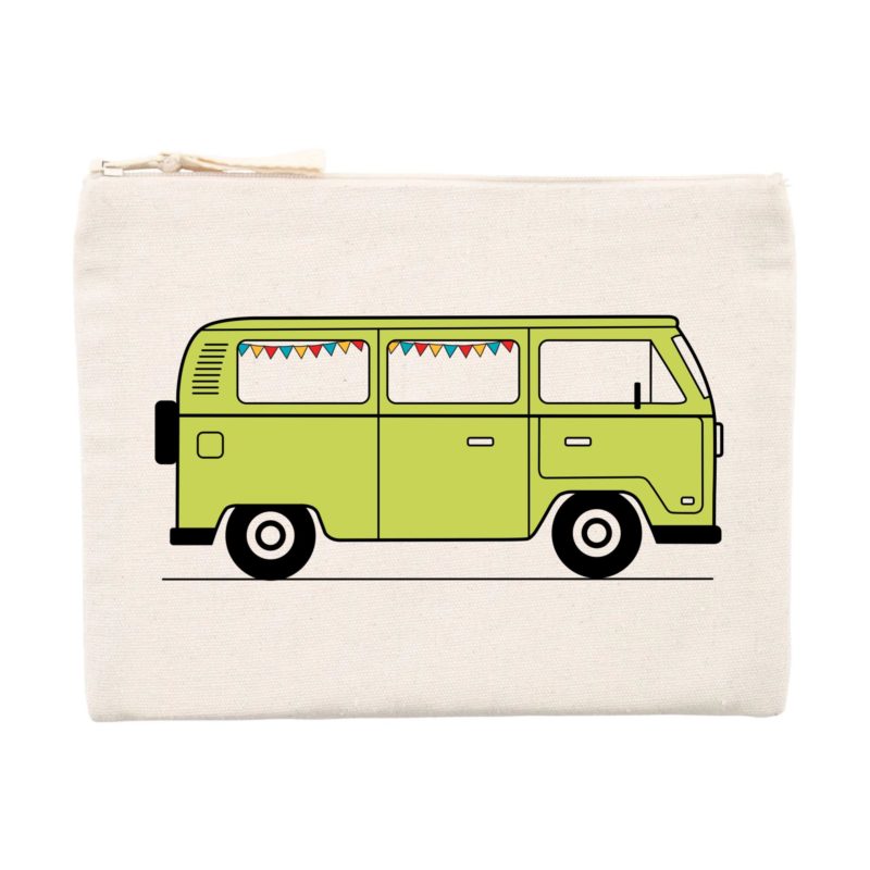 Pochette zippée matières recyclées Bali green