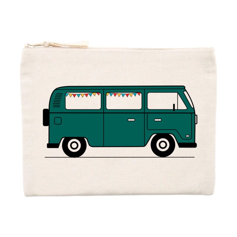 Pochette zippée matières recyclées Sumatra green