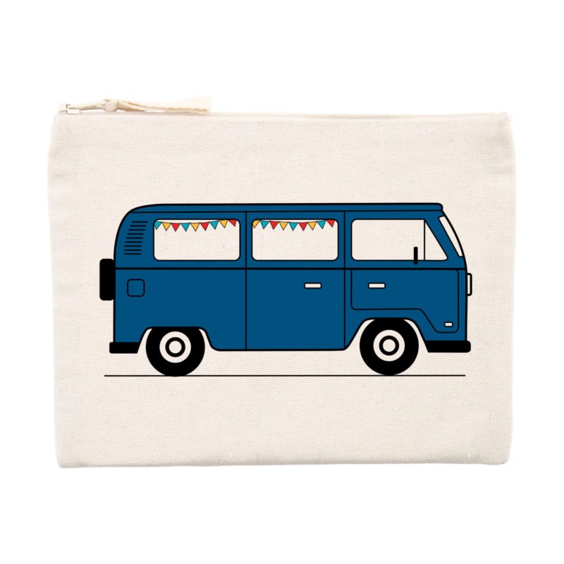 Trousse zippée en matières recyclées Sea blue
