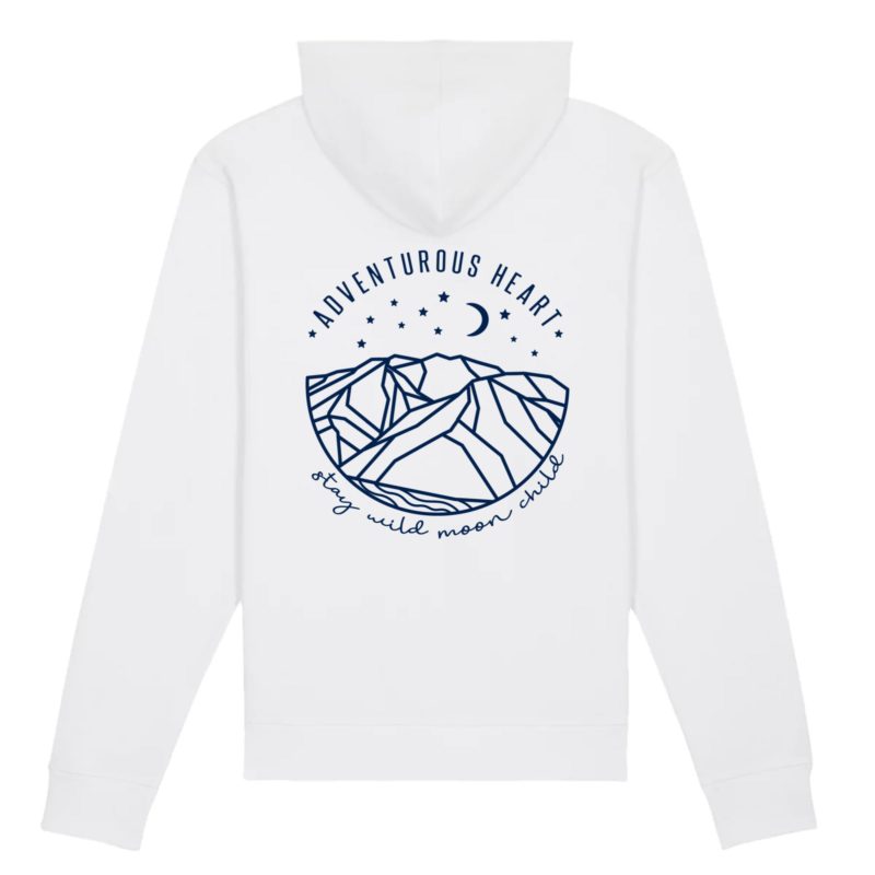 Sweat shirt à capuche blanc unisexe en coton biogique