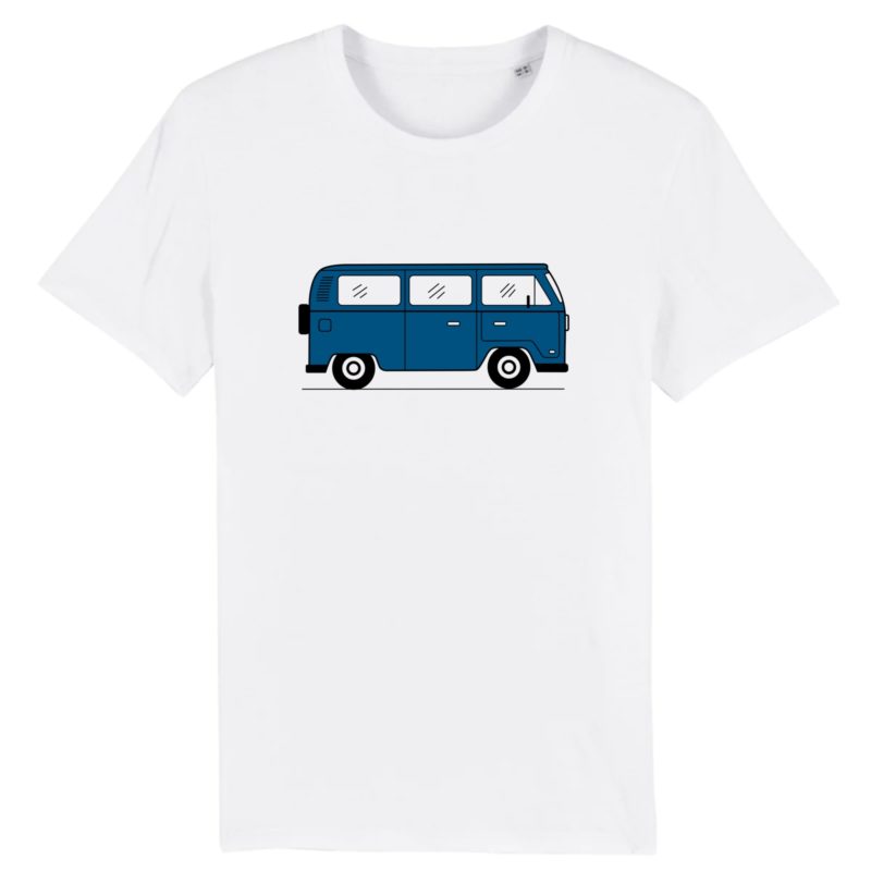 T-shirt unisexe en coton bio labellisé van combi Sea blue