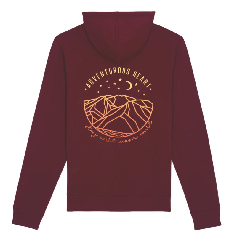 Sweat-shirt à capuche biologique bordeaux