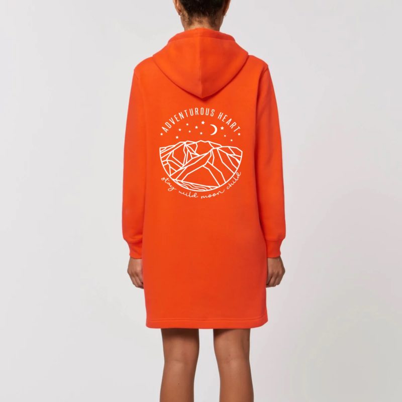 Robe sweat shirt avec capuche en coton bio Impression dos
